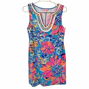 Lilly Pulitzer Like New Harper Sleeveless Shift Dress Blue Pink Orange